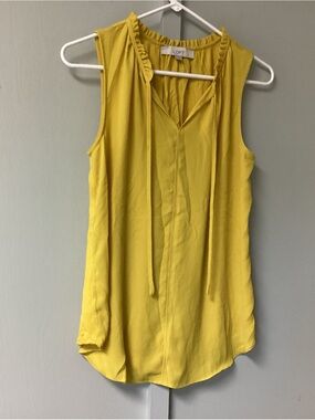 LOFT Bright Yellow Sleeveless Tie-Neck Blouse Small